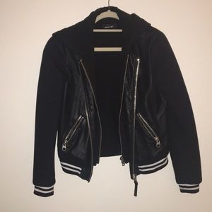 Mackage leather combo hoodie jacket
